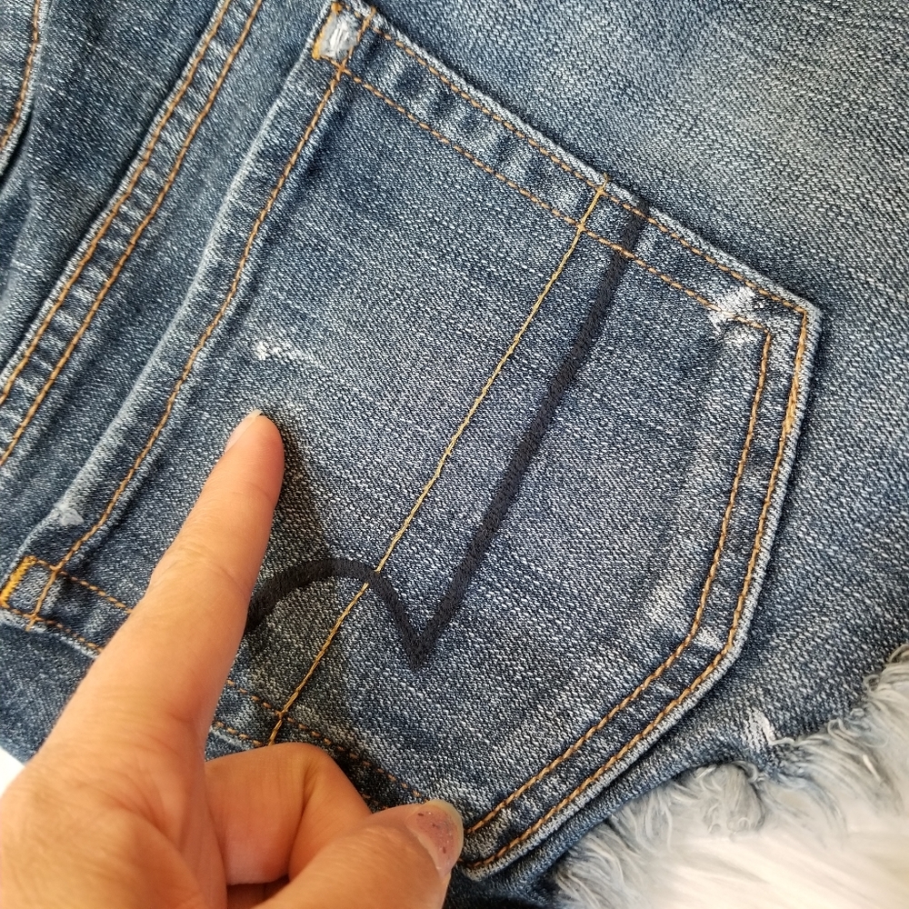 AMERICAN EAGLE Blue Shorts With Flowers Stretch SIZE 4. - Picture 9 of 16